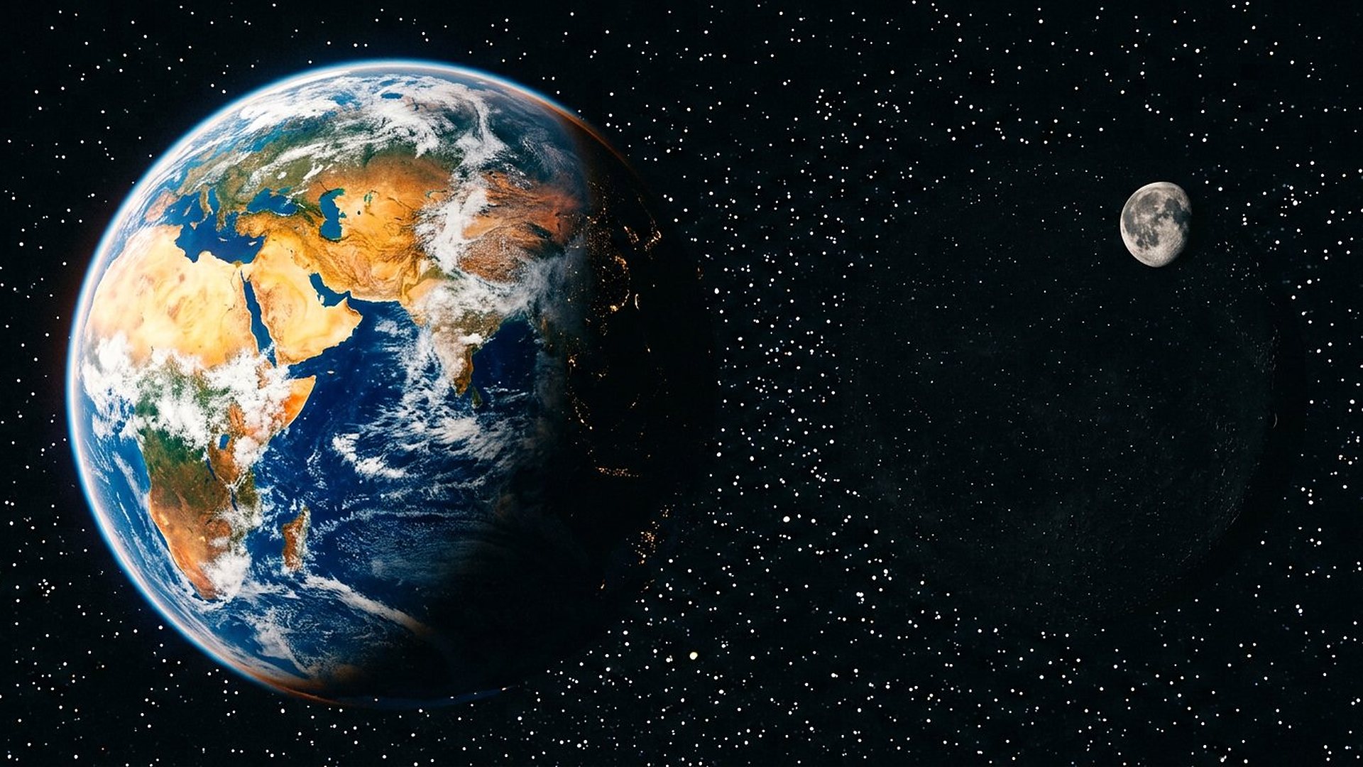Terre et Lune dans l'espace.
