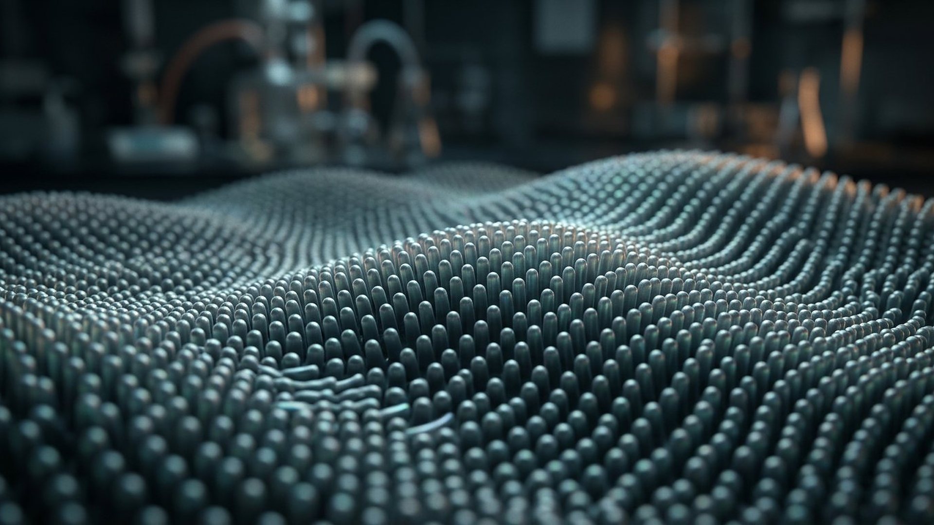 Matériau synthétique à micro-piliers arrondis.
