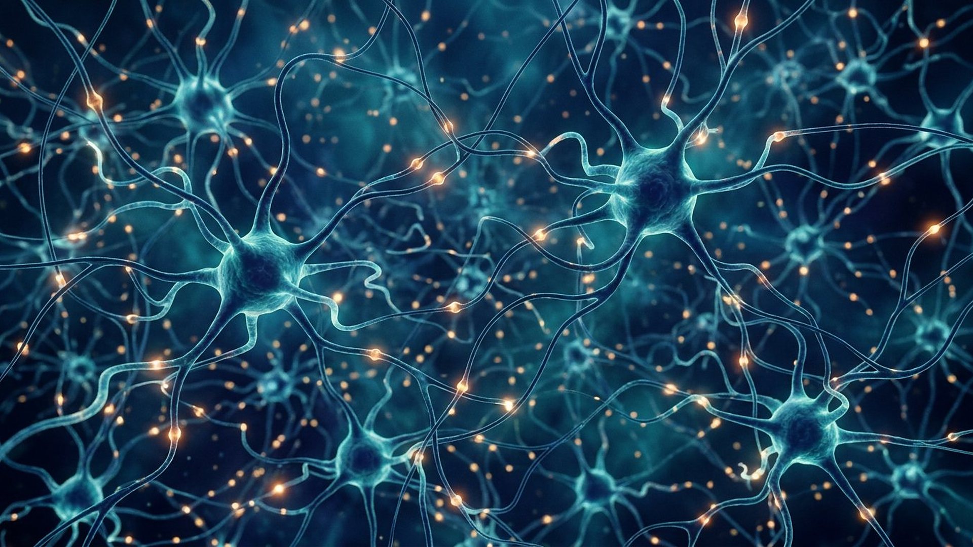 Réseau de neurones avec corps cellulaires et synapses lumineuses.
